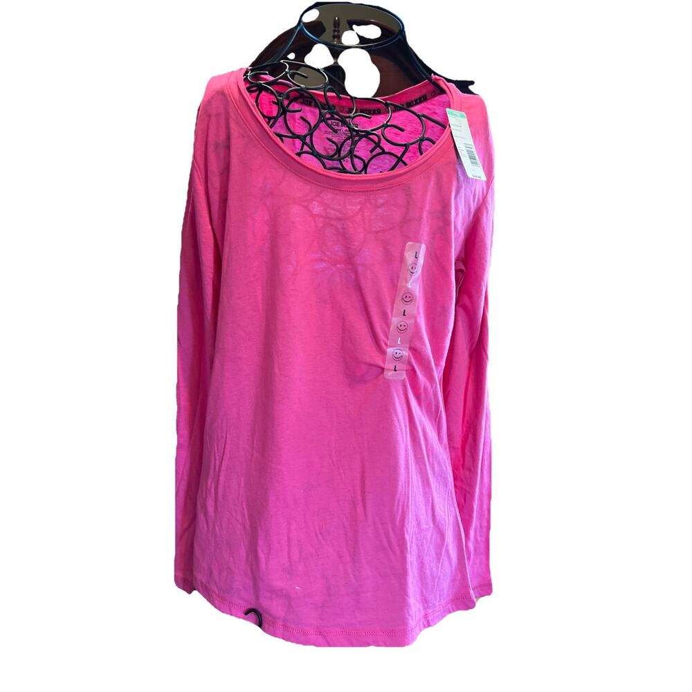NWT Joe Boxer Size Large Pink Long Sleeve Scoop Neck Cotton Sleep Shirt *flaw*